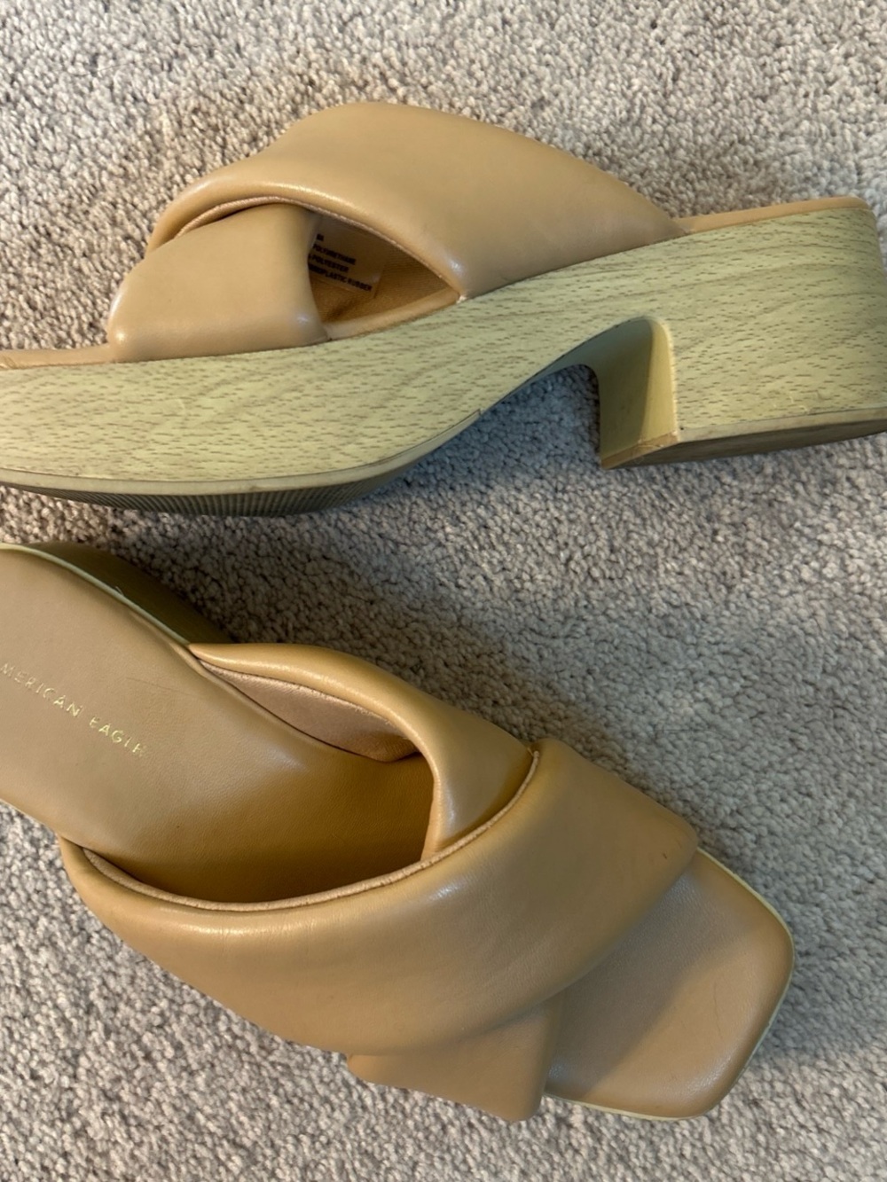 American Eagle Outfitters Beige Padded Crossover Mule Sandals